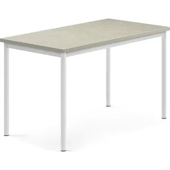 Jídelní stůl Stůl SONITUS, 1200x700x720 mm, bílé nohy, deska s linoleem, šedá