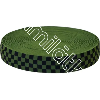 Textilie Pruženka khaki černá kostka 4 cm