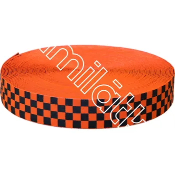 Textilie Pruženka oranžová černá kostka 4 cm