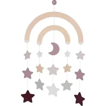 Hračka pro nejmenší Goki Závěsná ozdoba na postýlku/kočárek Hvězdičky a měsíc růžová