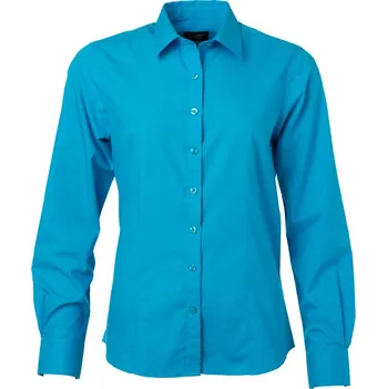 Pánská košile James & Nicholson Košile JN 677, popelínová, dlouhý rukáv, dámská COT02067744004-turquoise XL Tyrkysová
