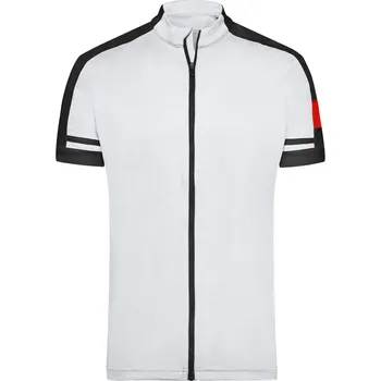 pracovní tričko James & Nicholson Tričko JN 454 cyklistické se zipem, krátký rukáv, pánské COT02045400113-white 3XL Bílá
