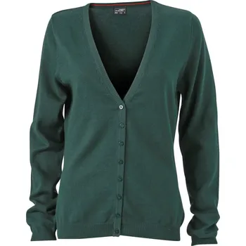 pracovní mikina James & Nicholson Cardigan JN 660 s výstřihem do V, dámský COT02066007400-forest gree XS Zelená forest