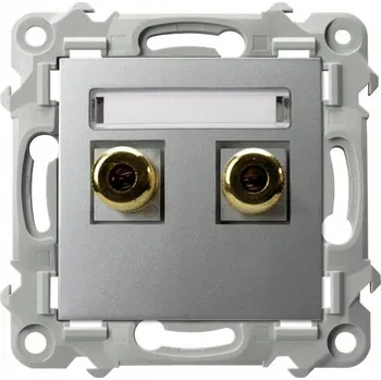 Elektrická zásuvka Ospel Szafir stříbrná - Jednoduchá reproduktorová zásuvka GGN-1Z/m/18