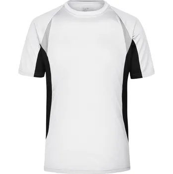 pracovní tričko James & Nicholson Tričko JN 391, běžecké, krátký rukáv, pánské COT02039191004-white/black XL Bílá/černá