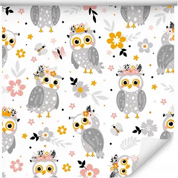 Fototapeta Tapeta pro děti SOVY Květiny Motýli Dekor Příroda