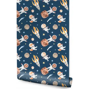 Fototapeta Dětská tapeta Akvarelová ZVÍŘÁTKA ve Vesmíru