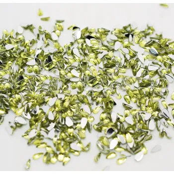 Zirkony na nehty kapkové, objemové, světle zelené 1,5 mm x 3 mm 1000 kusů