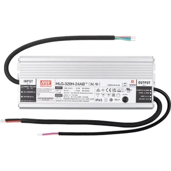 Napájecí zdroj pro osvětlení Napájecí zdroj Mean Well HLG-320H-24B, 320 W, DC24V/13,34A, IP67, kovové provedení, řízení 1-10V a PWM