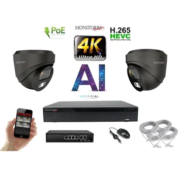 Kompletní kamerový systém MS 4K IP 2 kamerový set se switchem 8 Mpix GDome (6377K2B) (Monitorrs Security)
