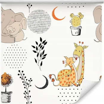 Fototapeta Tapeta do dětského pokoje ZVÍŘATA Žirafy Sloni