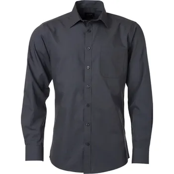 Pánská košile James & Nicholson Košile JN 678, popelínová, dlouhý rukáv COT02067802514-carbon 4XL Carbon