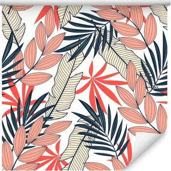 Fototapeta Tapeta do ložnice barevné tropické listy růže