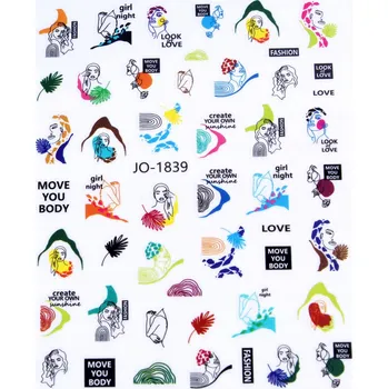 Umělé nehty SAMOLEPKY NA NEHTY LINE ART OBLIČEJE JO-1839