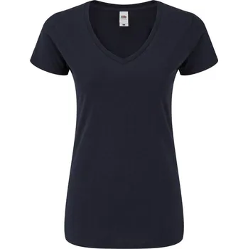 pracovní tričko Fruit of the Loom Tričko Lady-Fit Iconic 150 V-Neck T s výstřihem do V, krátký rukáv, dámské COT161444a3604-deep navy XL Navy deep