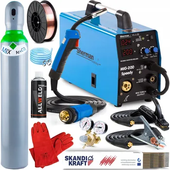 Svářečka INVERTOROVÁ SVÁŘEČKA SHERMAN 200 SPEEDY MIG MAG FLUX MMA 230V 200A