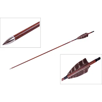 Sportovní střelba Goodgoods dekor dřeva šíp 32" průměr 7 mm hnědé krocaní peří 1ks 20397