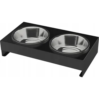 Miska pro psa Sada dvou kovových misek Domer, černá, 0,22 l