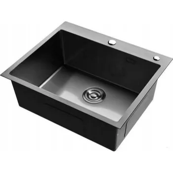 Granitový dřez Jednokomorový Kuchyňský Dřez Grafit 50x50 cm