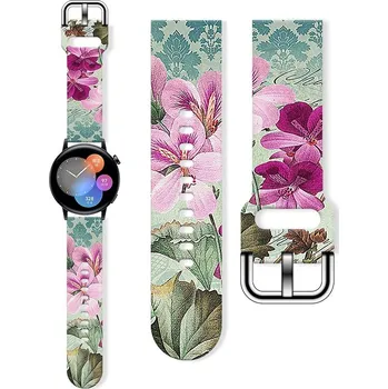Příslušenství k chytrým hodinkám eses Silikonový květinový řemínek - Růžový/zelený, 22 mm