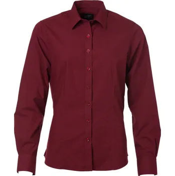 Pánská košile James & Nicholson Košile JN 677, popelínová, dlouhý rukáv, dámská COT02067705401-wine S Vínová
