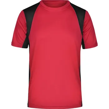 pracovní tričko James & Nicholson Tričko JN 306, běžecké, krátký rukáv, pánské COT02030687613-red/black 3XL Červená/černá