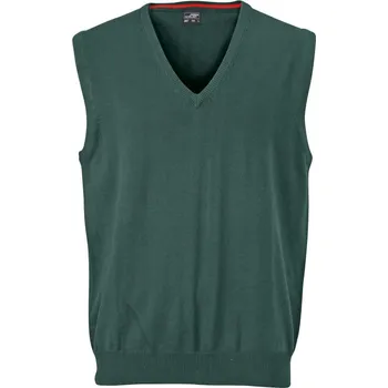 pracovní vesta James & Nicholson Vesta JN 657 s výstřihem do V, svetrová, pánská COT02065707402-forest gree M Zelená forest