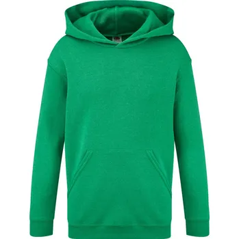 Chlapecké kalhoty Fruit of the Loom Mikina Classic Kids Hooded Sweat s kapucí, dětská COT162043t39a6-retro heath 140 Melír zelená retro