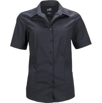 Pánská košile James & Nicholson Košile JN 643, popelínová, business, krátký rukáv, dámská COT02064300203-black L Černá
