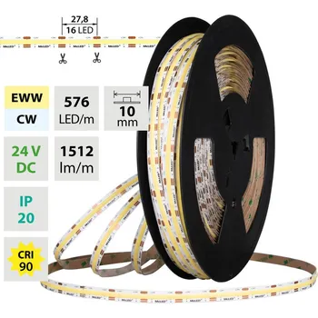 LED páska LED pásek COB dual white EWW-CW, 576LED/m, 15W/m, 1512lm/m, CRI90, IP20, DC 24V, 10mm, 50m