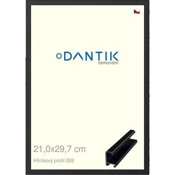 Rám na obraz DANTIK rámeček 21x29,7 | ALU profil 7269 Černá matná (Sklo Čiré) (Vyrobeno s láskou u nás v DANTIKU)