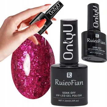 Přípravek na nehty Třpytivý hybridní lak na nehty s leskem, UV lak / L136