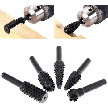 Vrták SADA 5 VRTÁKŮ A BITŮ PRO ŘEZBÁŘSTVÍ DO DŘEVA FRÉZA RAŠPLE PILNÍK