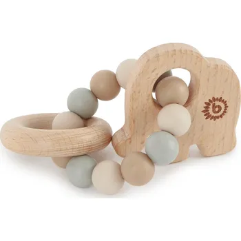 Hračka pro kojence Bieco - Silikonové kousátko s dřevěným slonem