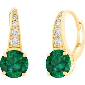 Náušnice JVD Pozlacené náušnice s čirými a zelenými zirkony SVLE0974XH2GZ00 + 2 měsíce na vrácení zboží