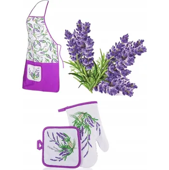 Kuchyňská zástěra KUCHYŇSKÁ ZÁSTĚRA + Chňapka jako dárek do kuchyně, kuchyňské doplňky, bavlna LEVANDULE