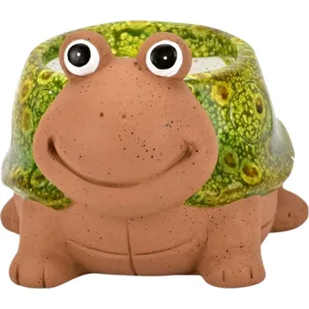 Zahradní dekorace Keramický květináč želva 10,9 cm zelený