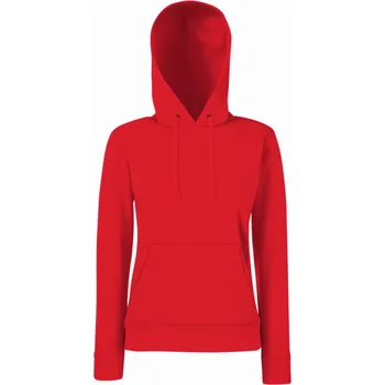pracovní mikina Fruit of the Loom Mikina Classic Lady-Fit Hooded Sweat s kapucí, dámská COT16203800402-red M Červená