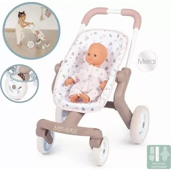 Kočárek pro panenku Baby Nurse Smoby s otočnými kolečky