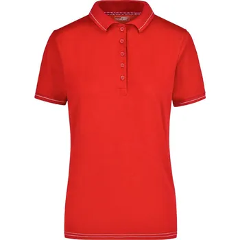 Pánské tričko James & Nicholson Polokošile JN 568, žerzejová, elastická, krátký rukáv, dámská COT02056894101-red/white S Červená/bílá
