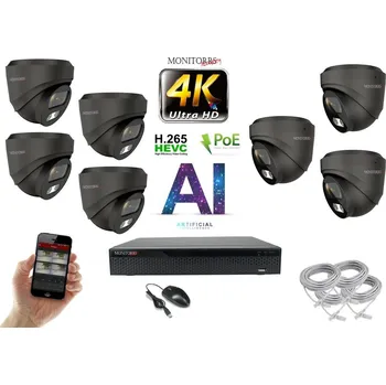Kompletní kamerový systém Monitorrs Security 4K IP 7 kamerový set 8 Mpix GDome (6377K7) (Monitorrs Security)