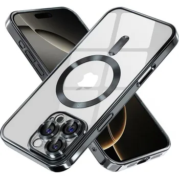 Pouzdro na mobilní telefon Kryt Luxury Crystal MagSafe iPhone 16 Pro Max černý (obal neboli pouzdro na iPhone 16 Pro Max)