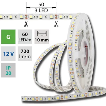 LED páska LED pásek SMD5050 G, 60LED/m, 14,4W/m, DC 12V, 720lm/m, IP20, 10mm, 5m