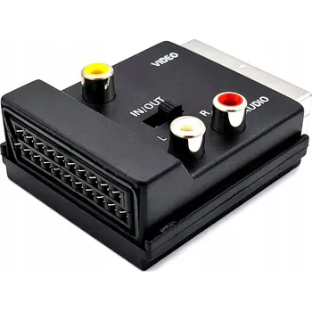 Elektrická zásuvka Redukce / Adaptér EURO zástrčka - EURO SCART zásuvka + 3x RCA + přepínač