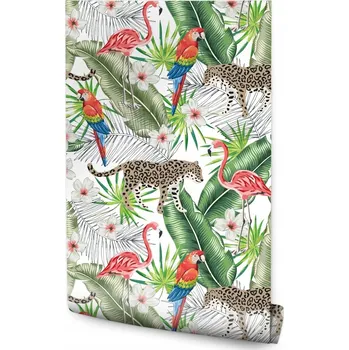 Fototapeta Tapeta do ložnice Tropické zvířata a rostliny