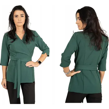 Dámské šaty Elastická lékařská tunika s obálkovým sakem a viskózou, rukáv 3/4 zeleň vel. 54