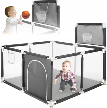 Dětská ohrádka PRIMABOBO Dětská ohrádka TEO s košem Velký suchý bazén 126x126cm ŠEDÁ