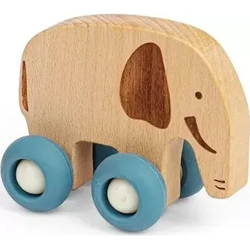 Dřevěná hračka Bigjigs Toys Zvířátko na kolečkách Safari Slon