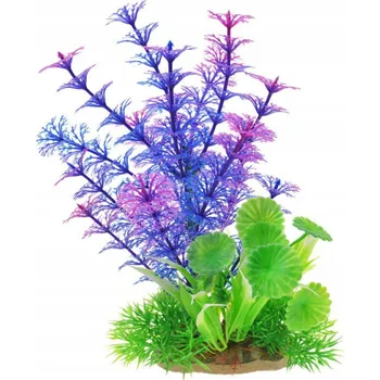 umělá květina UMĚLÁ ROSTLINA DO AKVÁRIA FIALOVÁ PLOVOUCÍ DEKORACE 20 cm