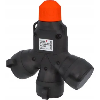 Elektrická zásuvka GUMOVÝ T-ROZDĚLOVAČ ROZBOČKA 16A 2P 3x250V 3680W IP54 Famatel 188F